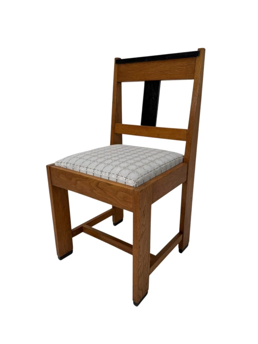 1920s Art Deco Modernist Side Chair by Jan Brunott, Oak & Velvet